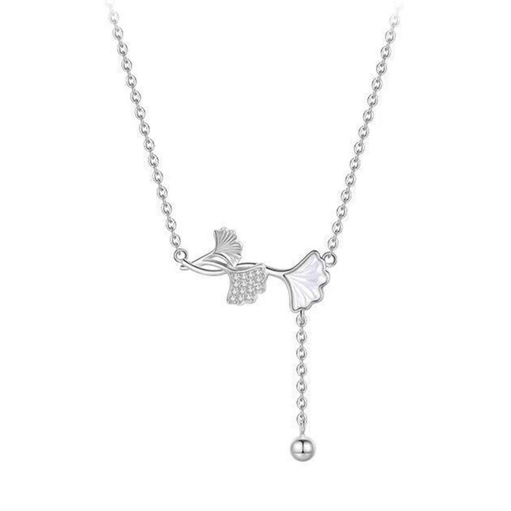 925 Sterling Silver Light Luxury Fashion Clover Apricot Zircon Necklace Birthday Party Anniversary Gift