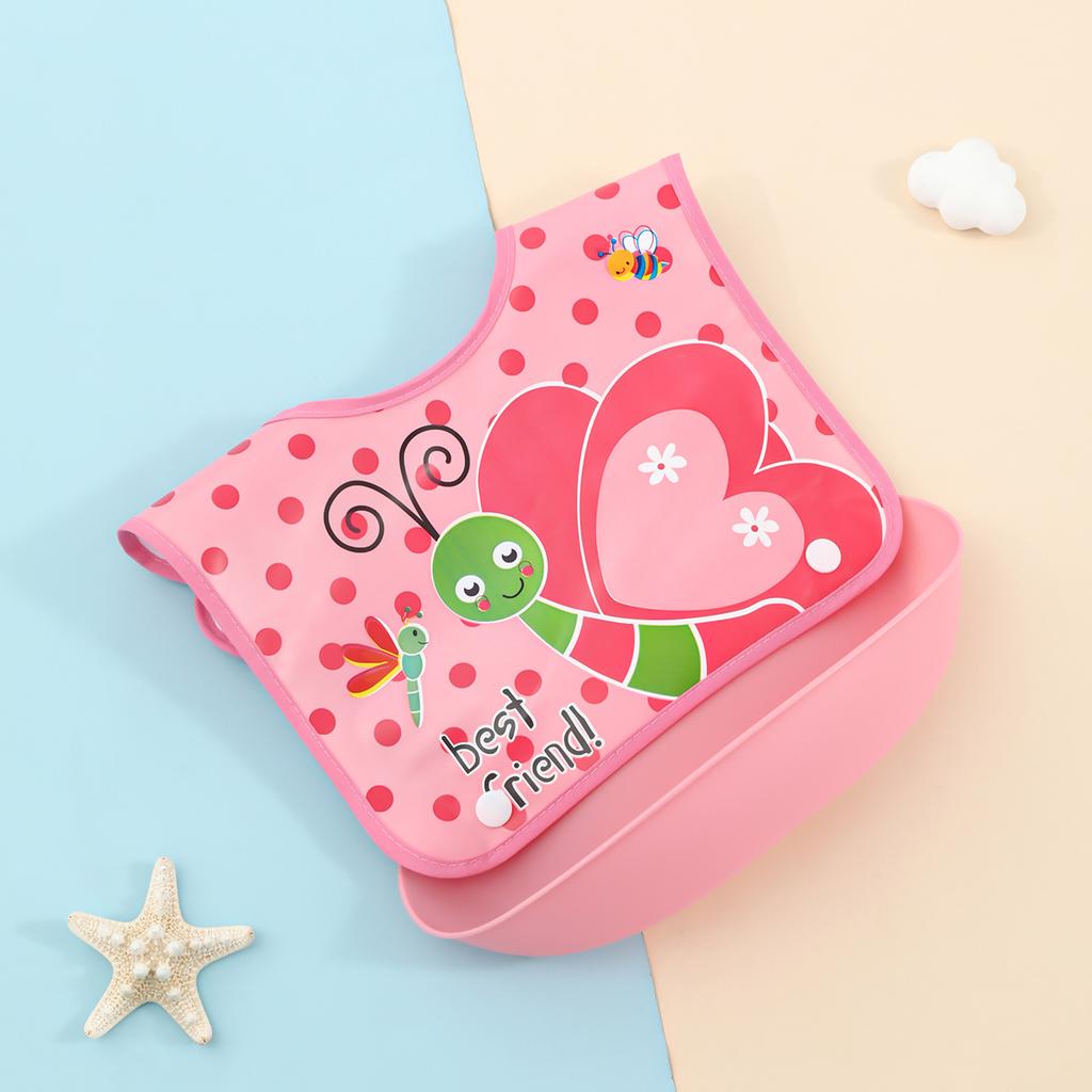 Baby food bib Baby waterproof bib three-dimensional detachable food food pocket Child child saliva pocket