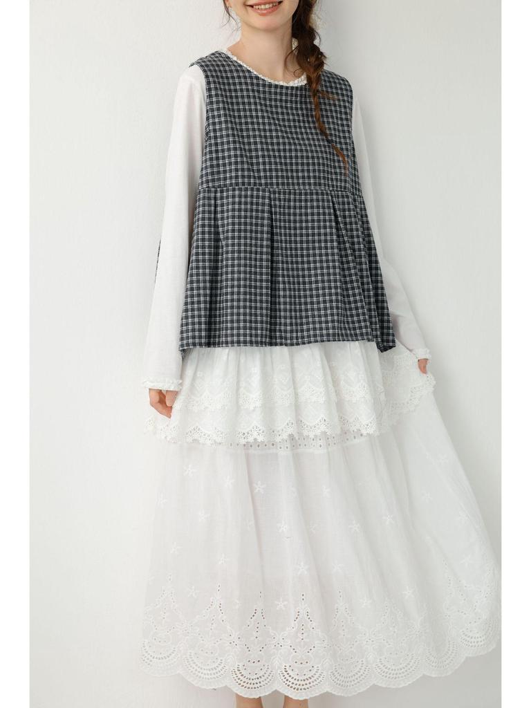 Spring Sweet Mori Girl Embroidered Lace A-Line Skirt