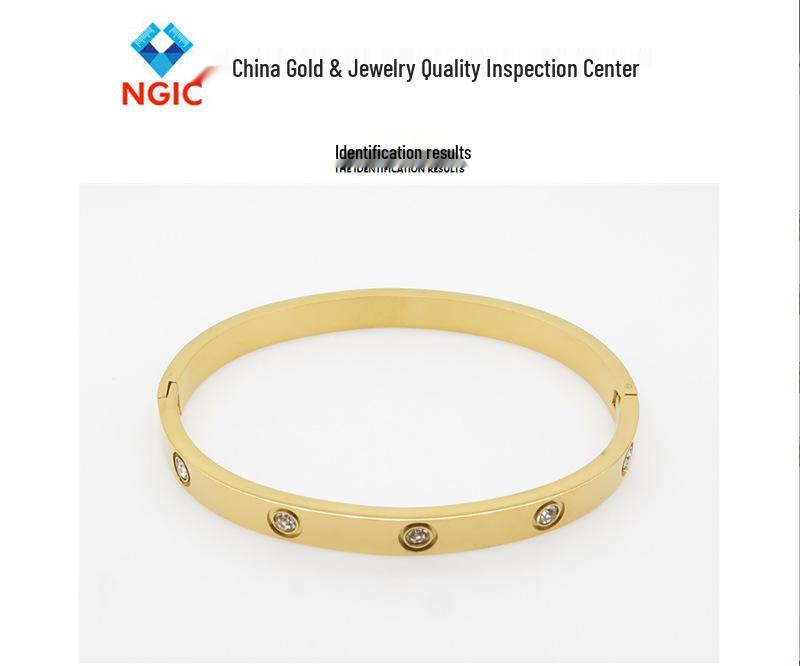 Rose Gold Bamboo Joint Titanium Steel Bangle - Luxurious, Non-fading, Diamond-studded, Waterproof Women's Bracelet.