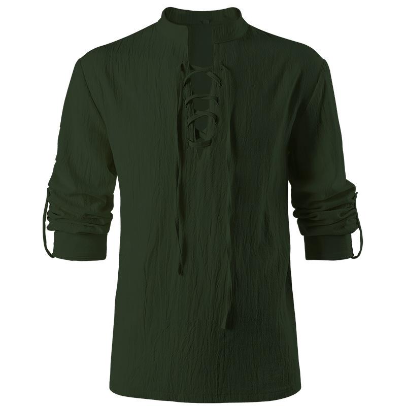 

New Christmas shirt goth ruffle stand-up collar long-sleeved men s tie shirt pleated cuffs men s clothing XXXL