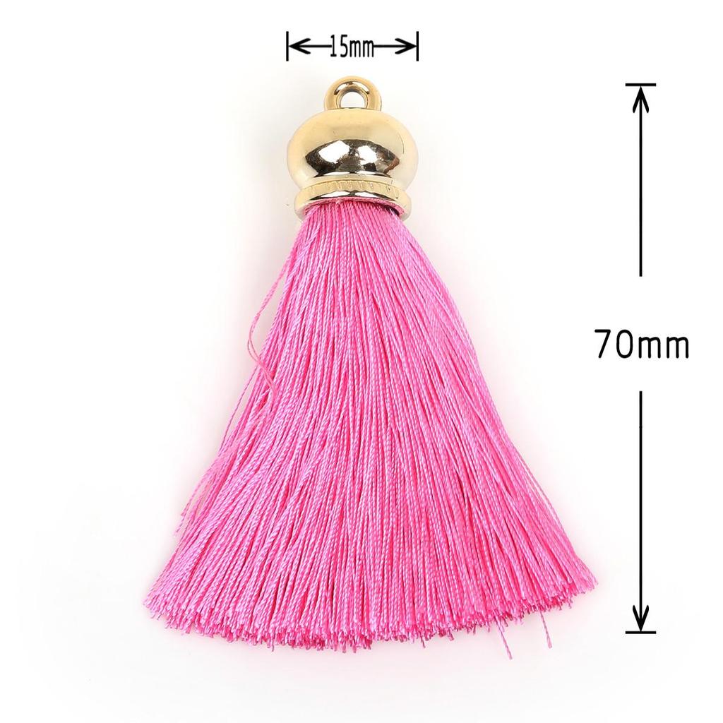 2Pcs Mix Color Silk Satin Tassel Charm Necklace Earring Findings Tassels For Jewelry Making Gold Caps Mob Straps