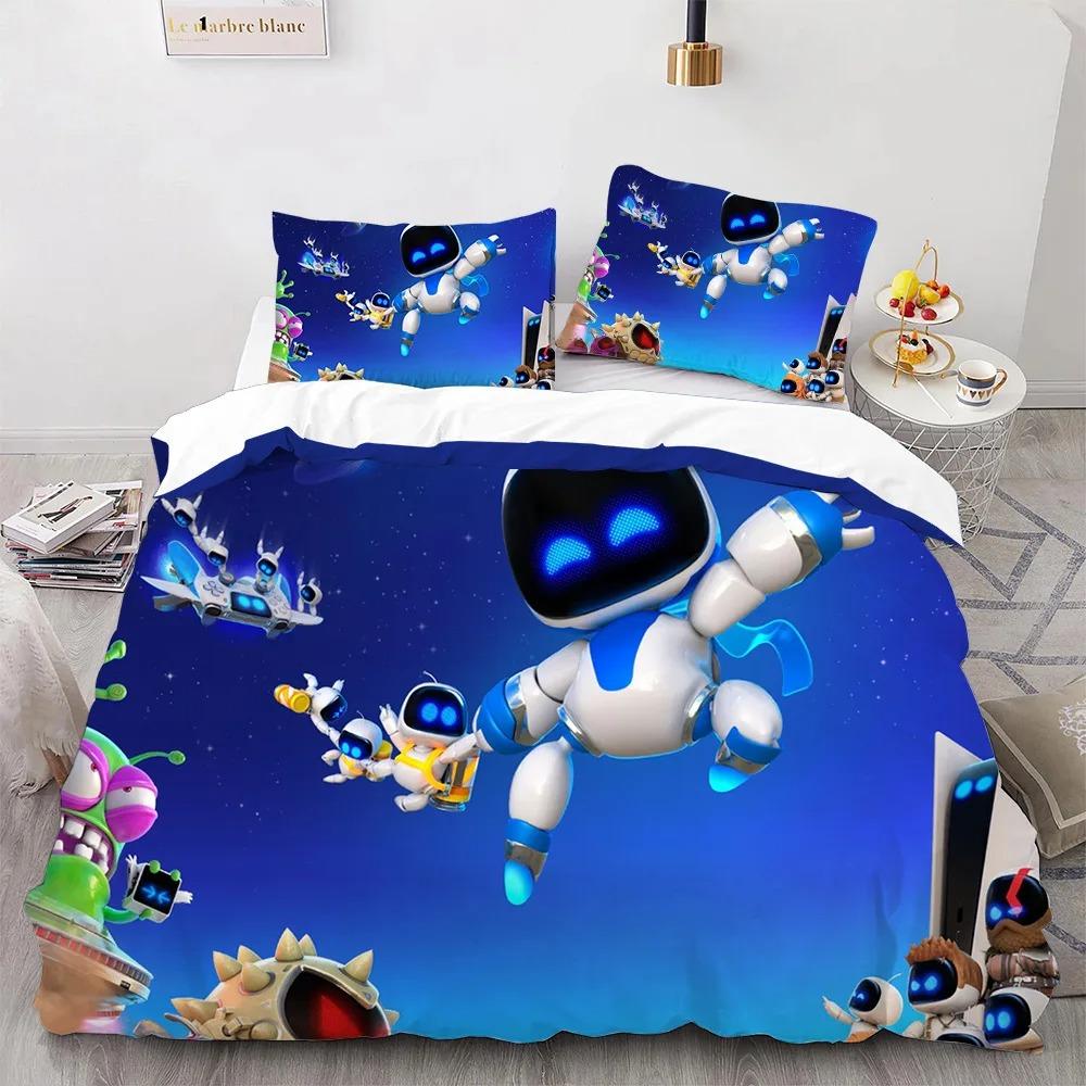 Astro Bot Cute Cartoon Bedding Set Duvet Set Single Double Bed King Size Bed Set Adult Boys Bedroom Duvet Cover Pillow Case