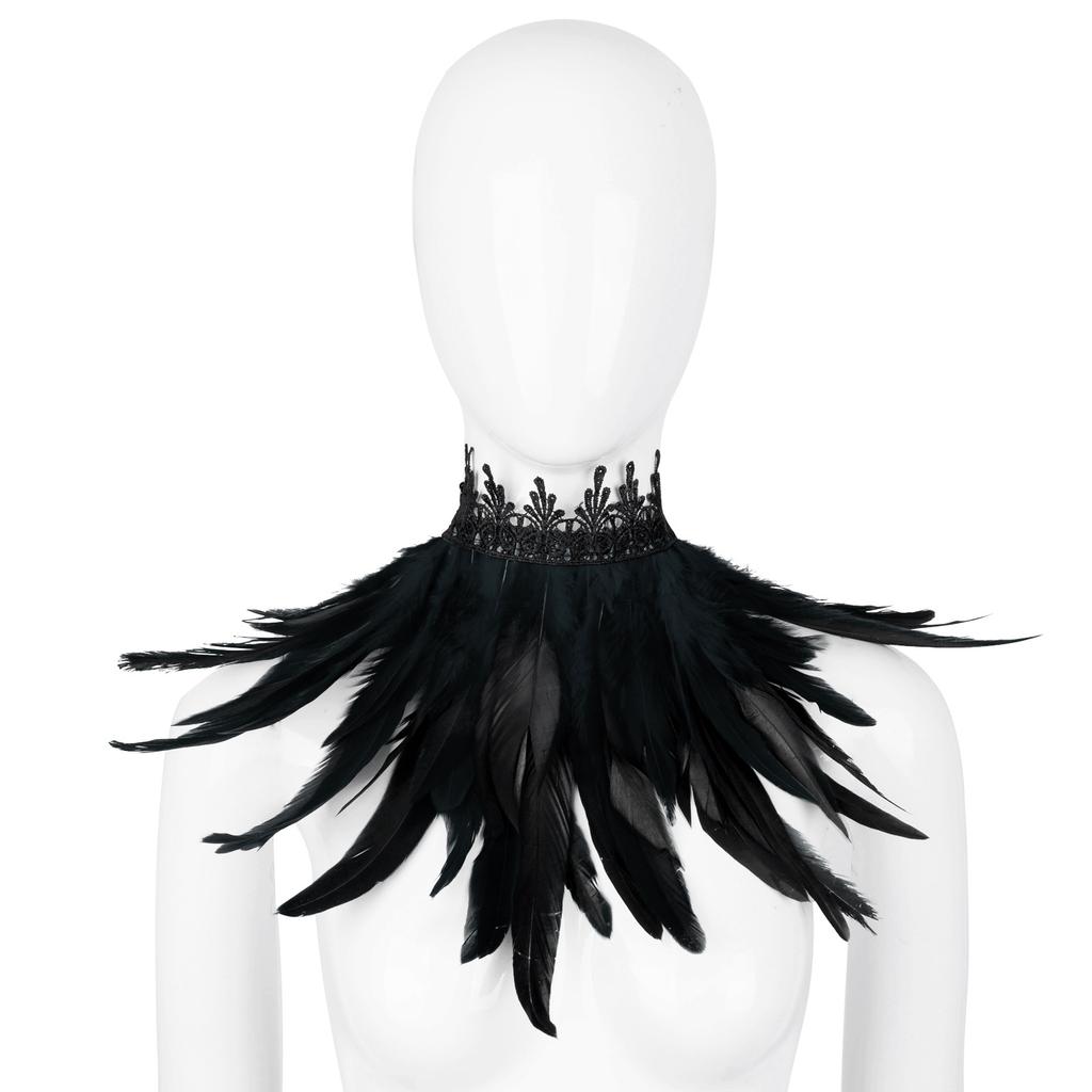 Dark, Gothic, Feather Scarf, Scarf, Performance Ball, Halloween Costume, Party Role-playing, Costume Accessories