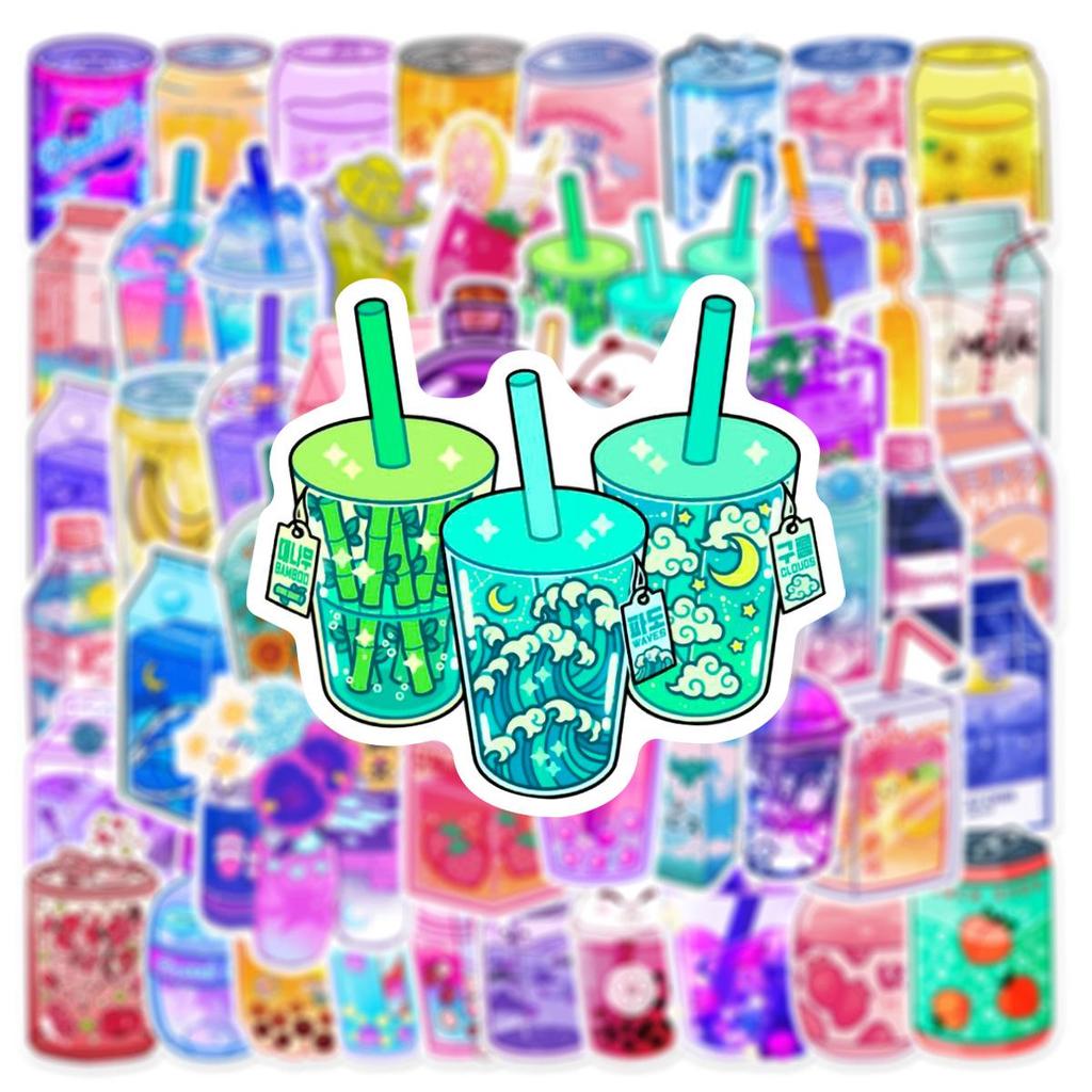 50 Cartoon Drink Stickers for Phones, Guitars, Helmets, Computers & Tablets – Waterproof Decor.