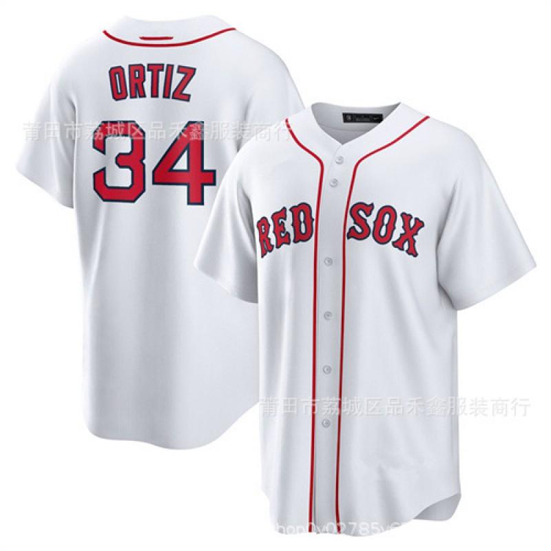 Boston Red Sox 34 Ortiz Baseballtrikot Baumwolle Herren Damen Unisex Sport Fanartikel Herbst Winter