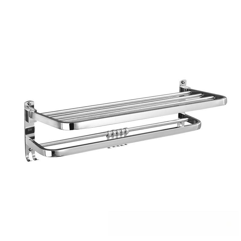 304 Stainless Steel Towel Bars Bathroom Storage Rack Non Punching Foldable Towel Storage Rack Space Saving Hardware Pendant