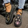 Plus Size Rhinestone Shallow Mouth Loafers Women's Spring New Round Toe Deep Mouth Slip-on Platform Slip-ons
