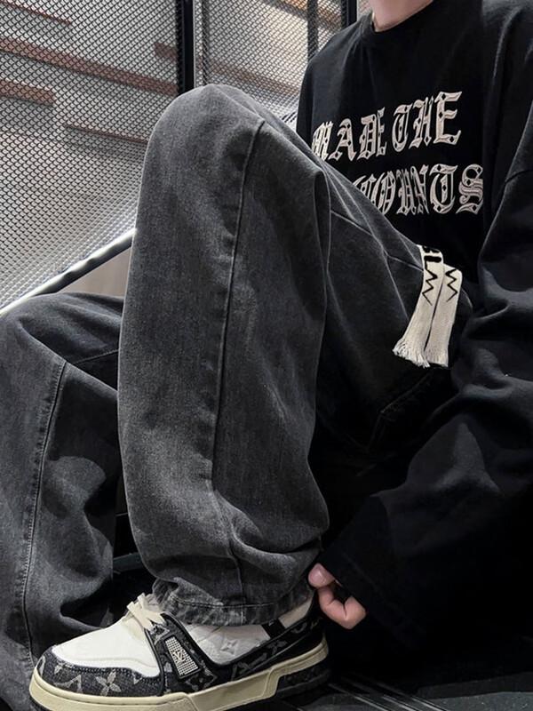 Dingfengbaoluo Retro Loose Fit Straight Leg Pants