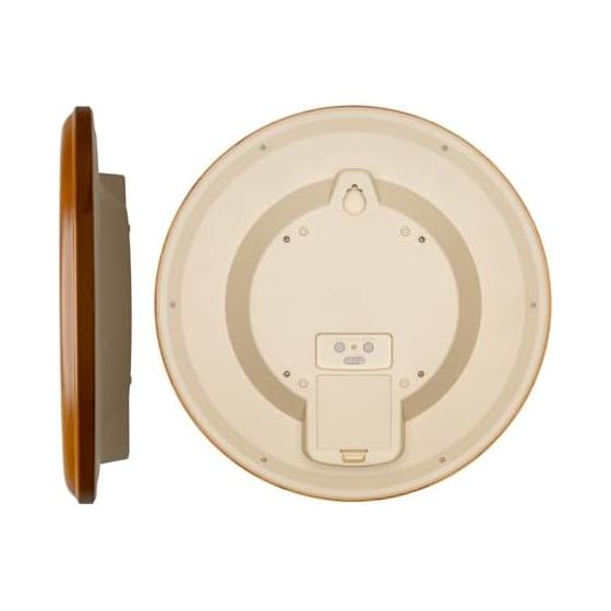 CASIO Wall Clock, Radio Wave, Analog, Second Hand Stops At Night, Quiet, Diameter 34cm, Easy To See, Large, Wooden, Dark Place, Automatic Lighting,