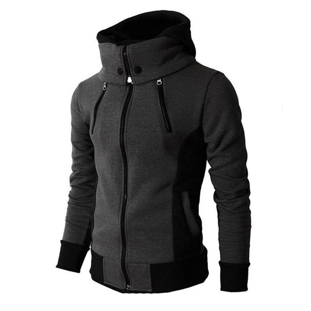 2026 Zipper Men Jackets Autumn Winter Casual Fleece Coats Bomber Jacket Scarf Collar Fashion Hooded Male Outwear Slim Fit Hoody