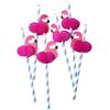 5Pcs Pink Flamingo Paper Straws Luau Tropical Beach Party Barware Favor