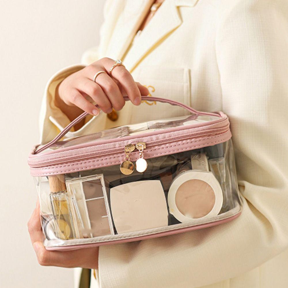 Transparent PU Cosmetic Bag Toiletry Bag Makeup Bag Practical Cosmetics and Jewelry Bag  Studio