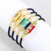 JMXD Punk Vintage Bracelet with Micro-inlaid Zircon Candy Hexagon Enamel Evil Eye Letter Colorful Trendy Fashion Stylish Unisex Jewelry