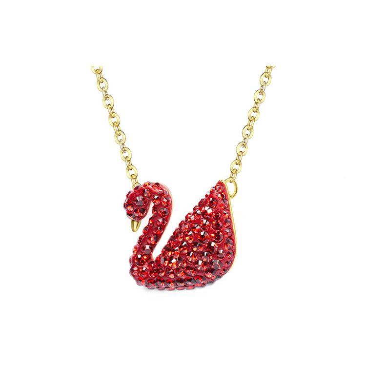 Swarovski Wisiorek Łabędź Pozłacany Duży Naszyjnik z Imitacją Kryształu Naszyjnik Damski 5465400