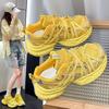 Spring and Summer New Platform Dad Shoes Heightened and Lightweight Casual Sports Shoes Breathable Straps Rich Yellow