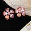 Silver Needle Pink Cubic Zirconia Flower Stud Earrings – Elegant & Delicate Accessories for Women.