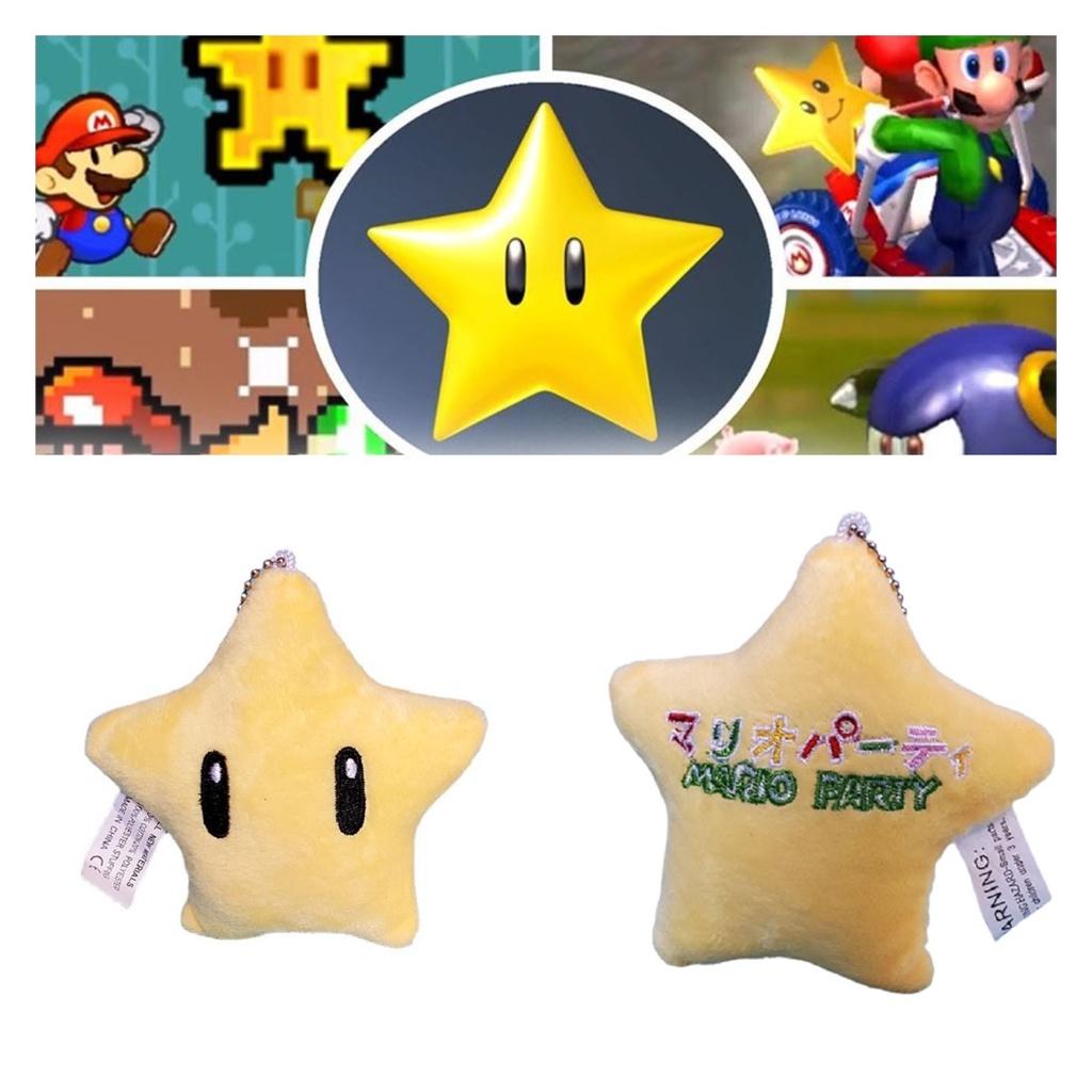Cute Mushroom Mario Plush Star Hanging Pendant Yellow Cartoon Stuffed Toy
