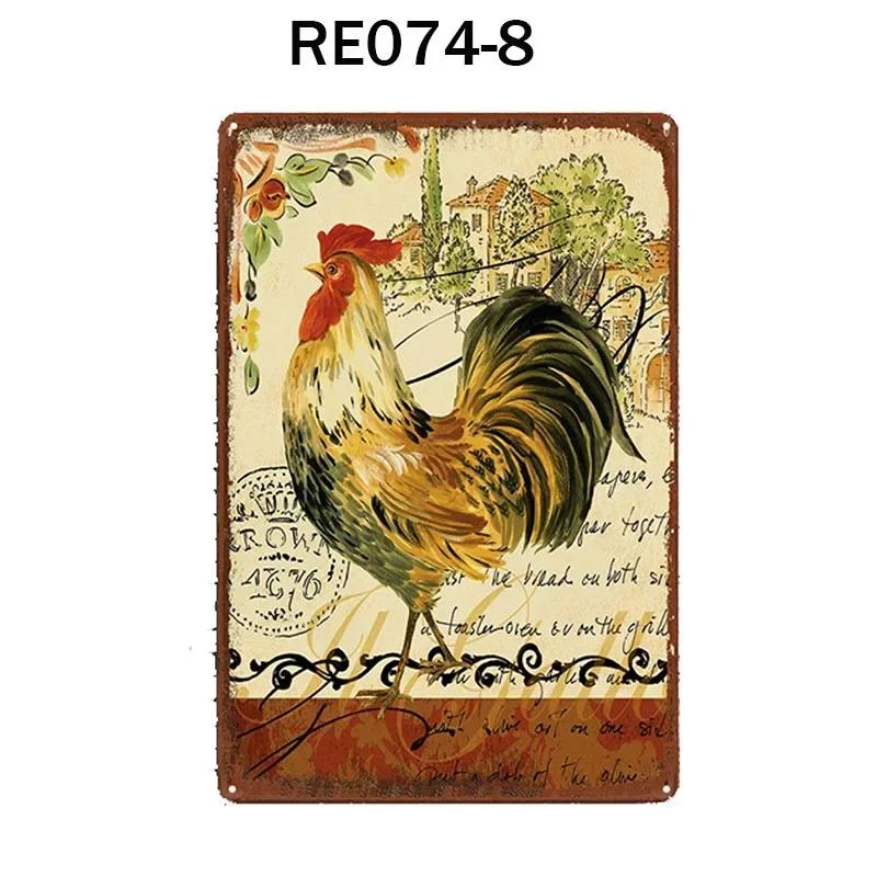 Happy-Hens Fresh Eggs Metal Tinplate Poster Chickens Farm Shop Poster Vintage Restaurant Wall Decor Retro Plaque Signs 20*30cm