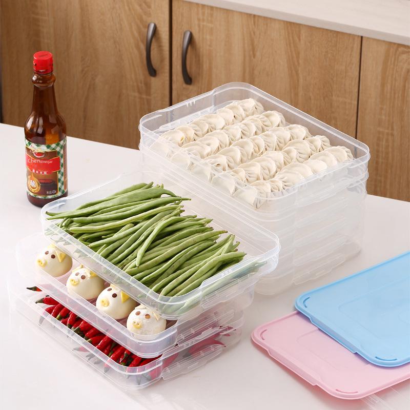 Transparent Stackable Food-Grade Storage Box for Dumplings, Eggs, and Wontons In Freezer or Refrigerator