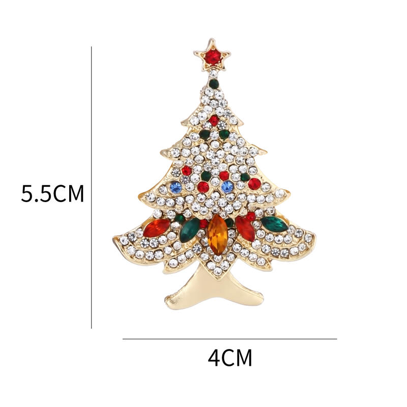Christmas Vintage Bells Brooch Xmas Tree Shape Pins For Women Men Colorful Rhinestones New-Year Jewelry Garment Accessories