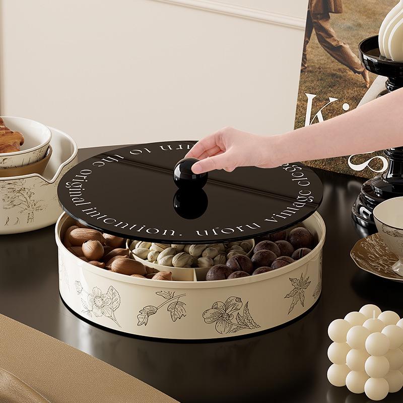 Retro Style Snack and Fruit Bowl - Large Capacity with Divided Sections for Home Decor