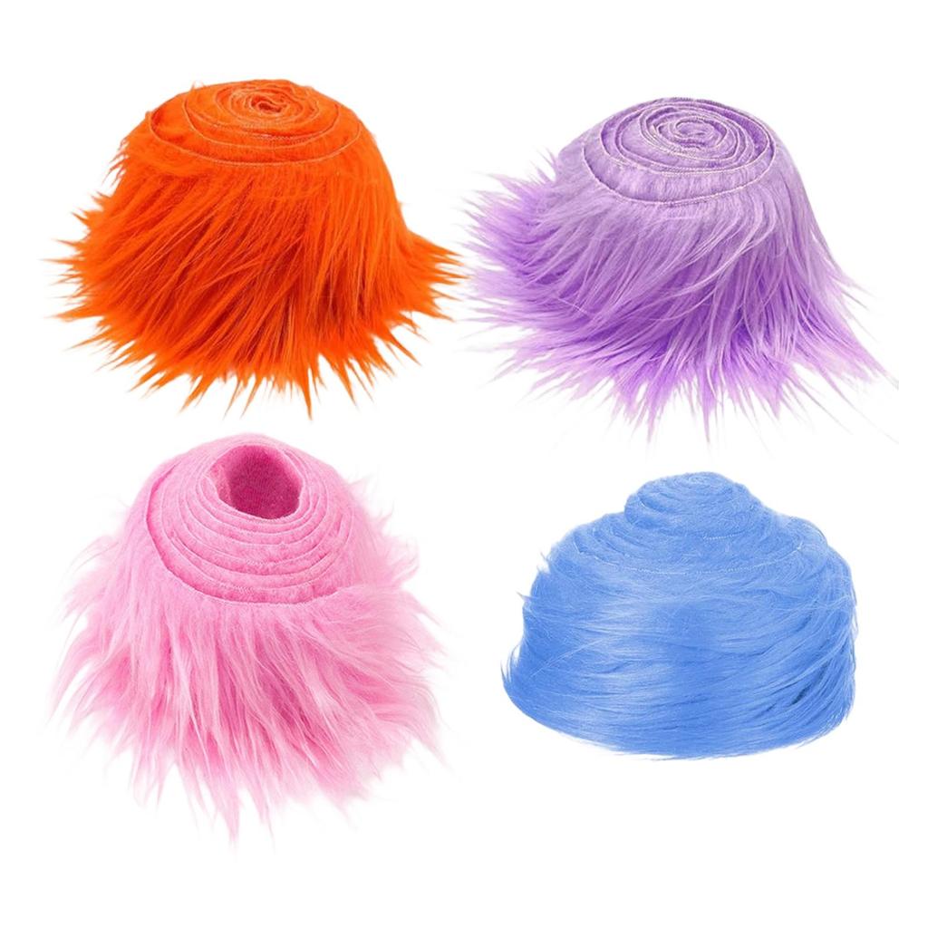 4 Pieces Shaggy Faux Furs Strips Craft Furs for Santa Claus Hair DIY Project