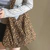 Leopard Print Canvas Bag Large Capacity Shoulder Bag Corduroy Dongdaemun Shopping Bag Ins Style Celebrity Style