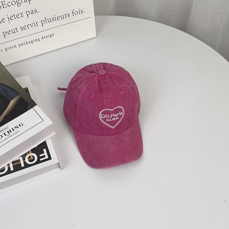 Cotton Baseball Cap For Couples With Heart Embroidery Sunshade Casual Summer Accessory