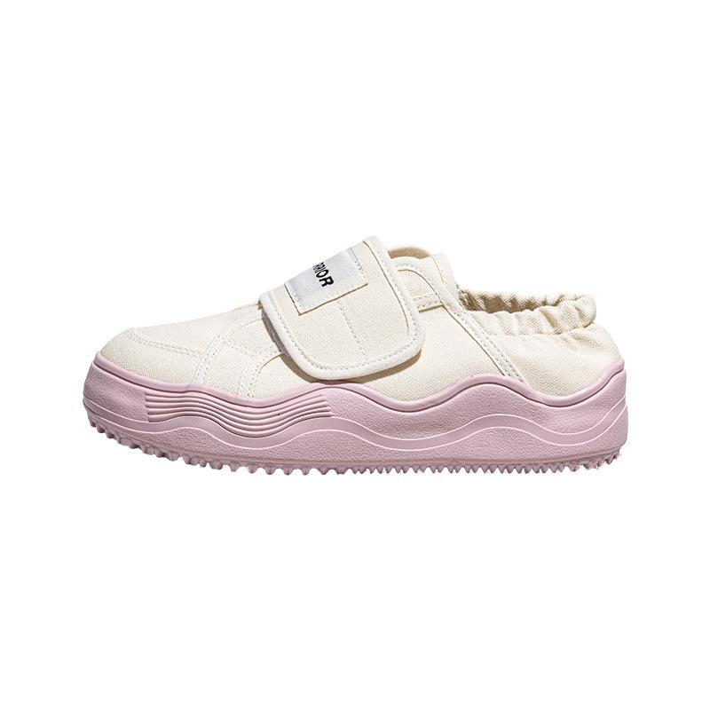 WARRIOR Women Hook Loop Canvas Shoes Size 34-40 Soft Sole Platform Quick Lace Slippers Style Casual Walking Shoes