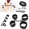 Adjustable Lace Neck Collar Handcuffs Ankle Cuffs Set  Slave Bondage Stainless Steel Open Leg Bar Sex Toys for Couples Woman