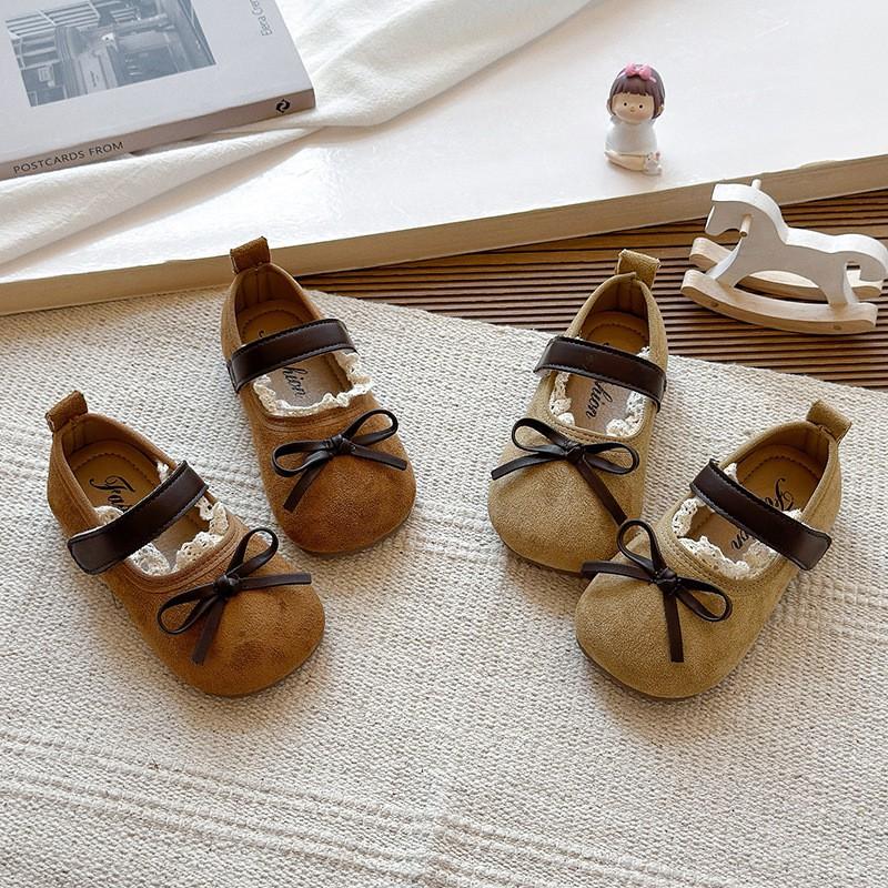 Mädchen Ballerinas mit Spitzenbesatz Schleifen-Detail Weiche Sohle Prinzessin Schuhe Kleinkinder Kinder