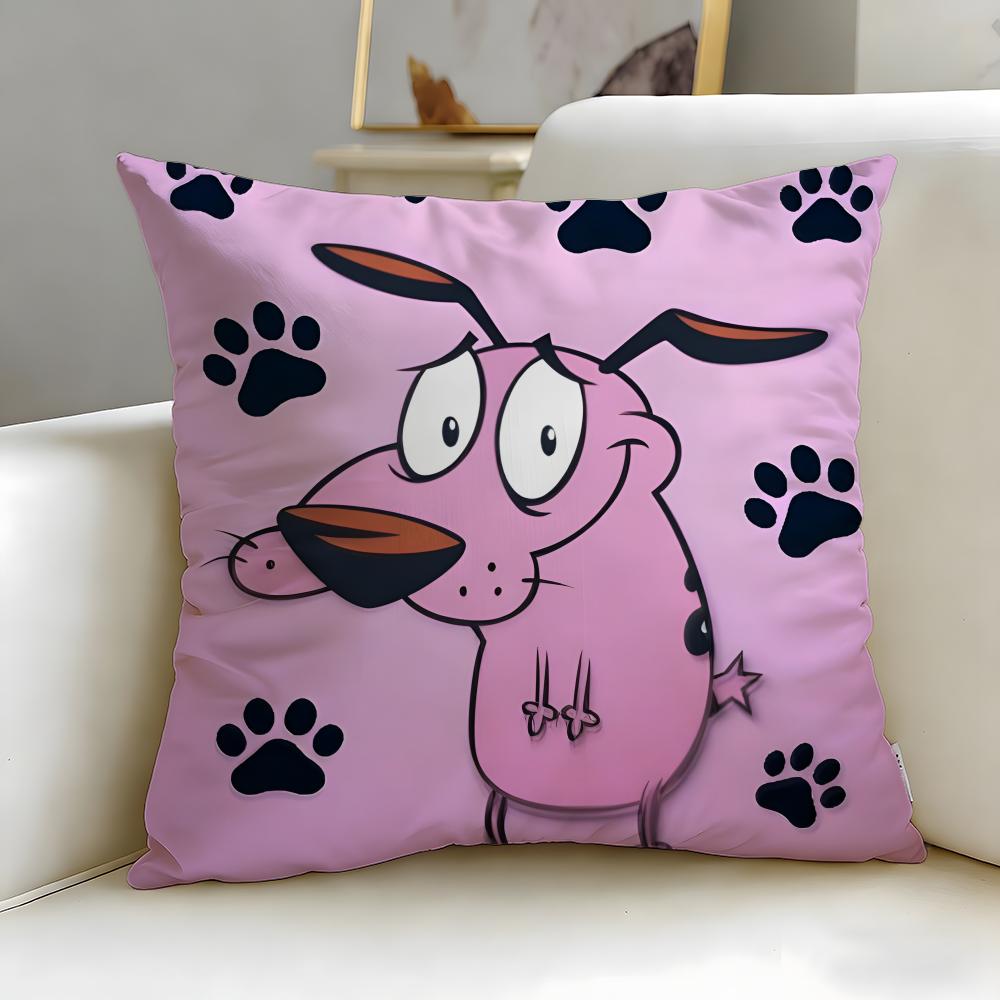 Cartoon Courage the Cowardly Dog Cushion Cover Soft & Easy-Wash Pillow Case – Versatile for Couch, Bed, Travel and Office
