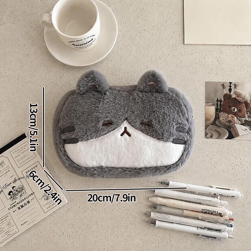 Cute Plush Animal Pencil Case Stationery Pen Bag Portable Makeup Bag Student Sundry Organizer Pouch Back To School Gifts