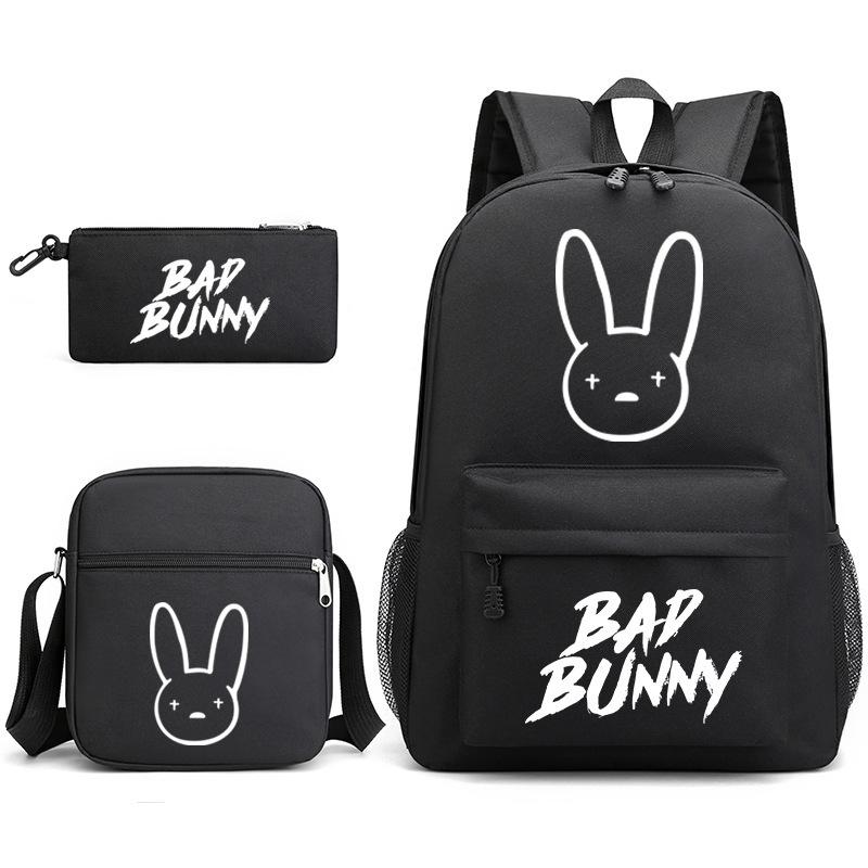 Large Capacity Schoolbag with Shoulder Strap; Student Three-piece Pencil Case Set