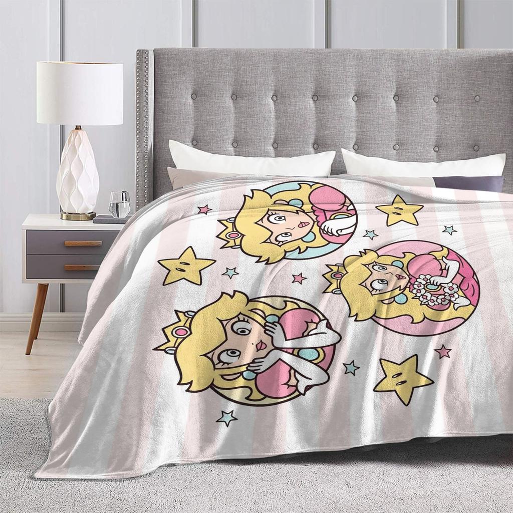 Princess Peach Lovely Knitted Blankets Flannel Super Marioo Warm Throw Blanket for Home Couch Bed Rug