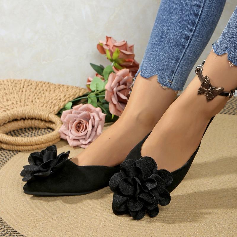 2025 Summer Flower Women Sandals Fashion Pointed Toe Singbacks Shoes  Elegant Stripper Party Flats Sandalias