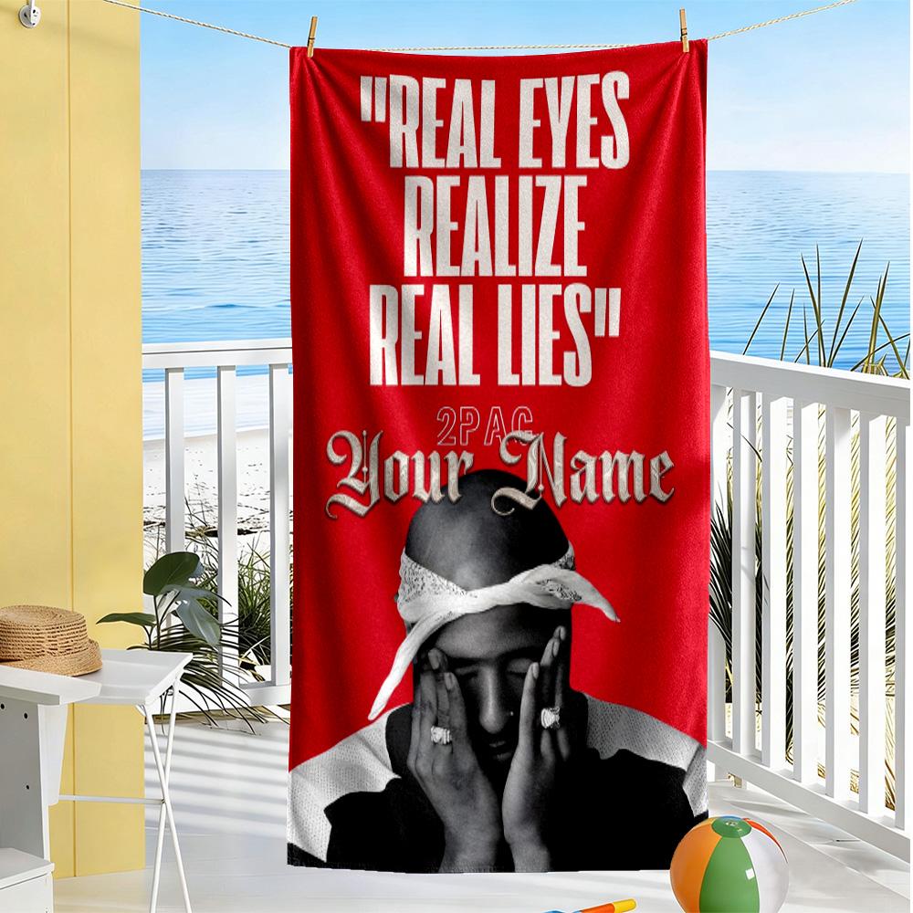 2pac Customize Your Name Beach Towel Soft Durable Quick-Dry Suitable for Swimming Gym Camping Yoga Vacation