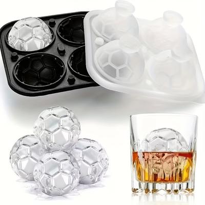 Moule en Silicone pour Glaçons Football pour Fête de Fans de la Coupe du Monde Boissons Plateau Glaçons Hockey sur Glace Fabricant de Glaçons Forme de Ballon de Sport Accessoire Cuisine