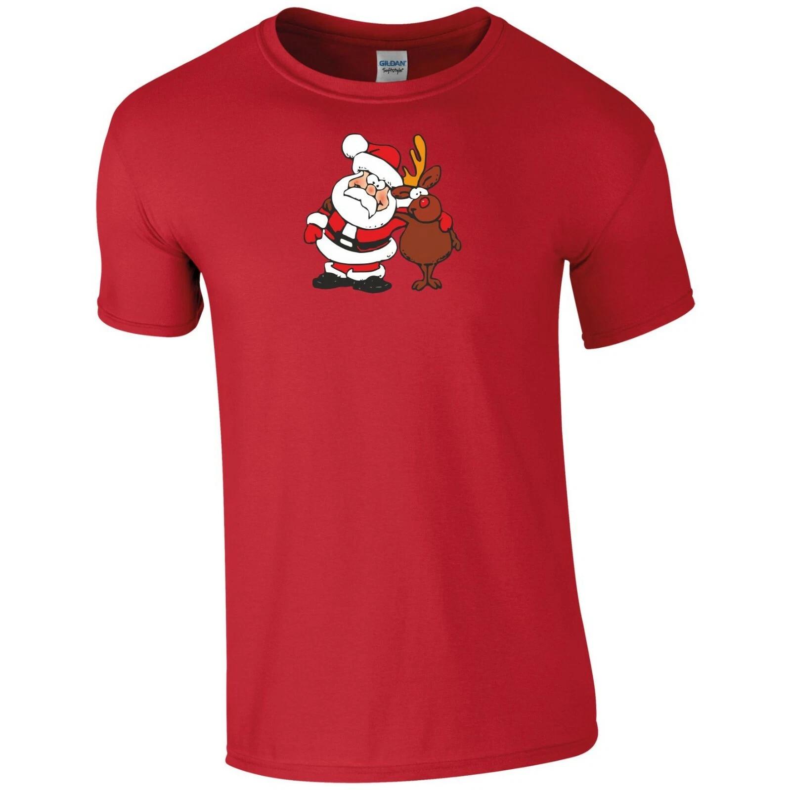 Santa Claus Rudolph T Shirt Red Nose Reindeer Christmas Xmas Gift Kids Tee Top M