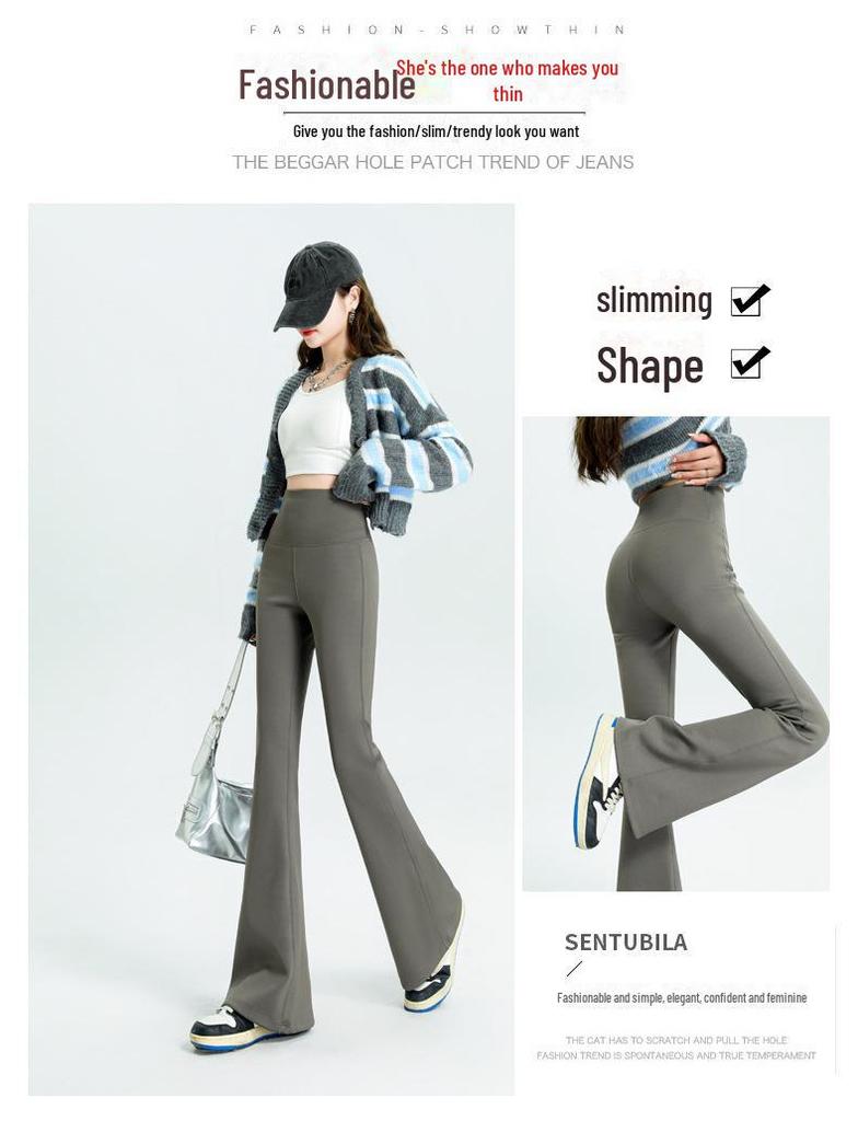 Women's High-Waist Plus Velvet Flared Pants - Warm, Slim & Loose Fit for Autumn/Winter