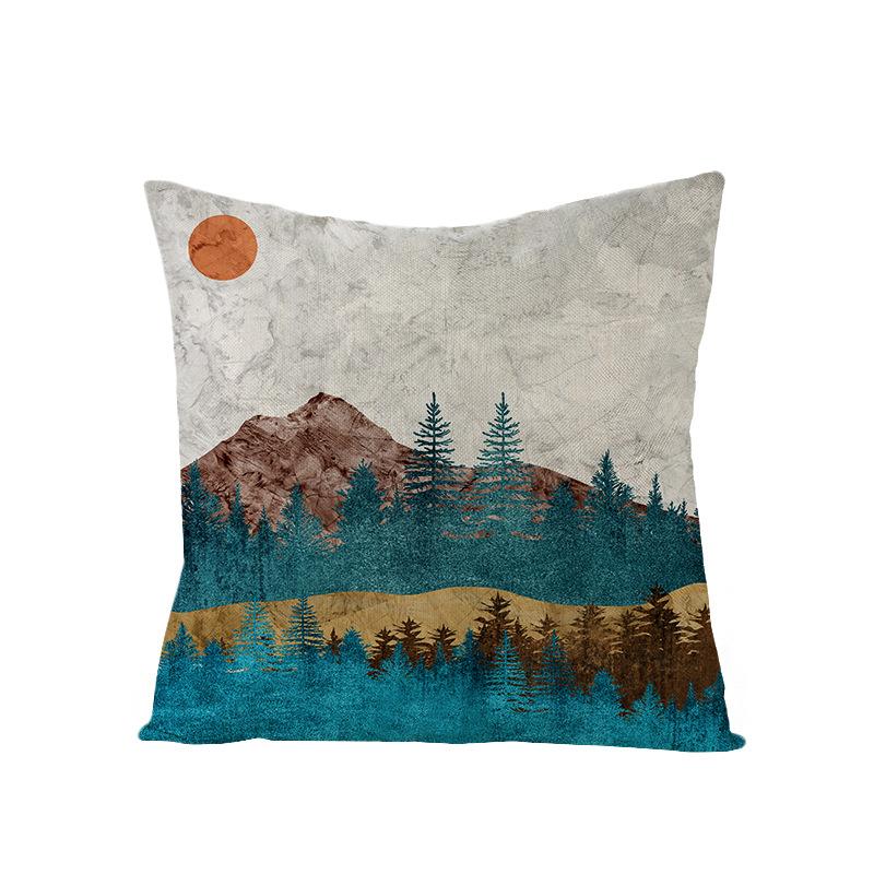Home Decoration Supplies Landscape Painting Polyester Pillow Cover Home Geometric Abstract Sofa Cushion Cover