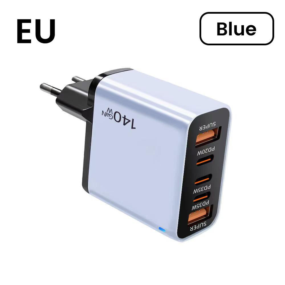 140W GaN Multi-Port Charger: Type-C Plug Adapter with US/EU/UK Standard, PD Fast Charging