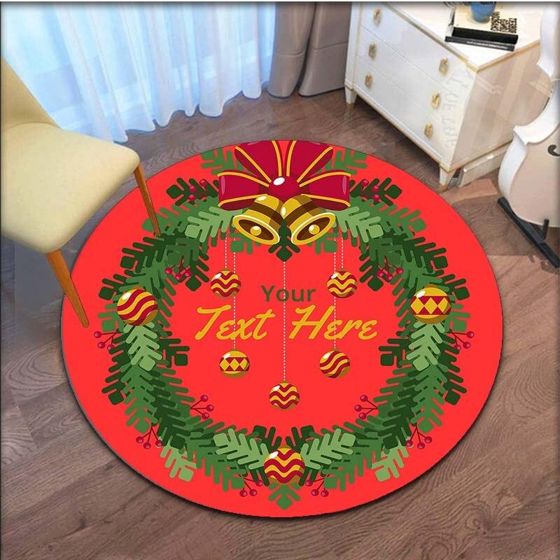 Merry Christmas Snowflake and Christmas Santa Claus Soft Shaggy Round Area Rug Living Room Bedroom Non-slip Floor Mat