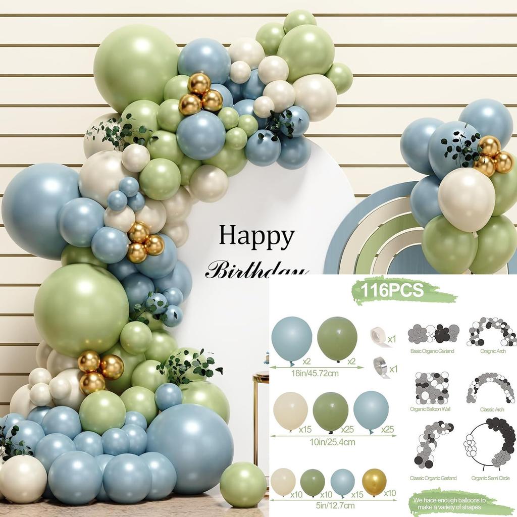 Jungle Green Birthday Arrangement Balloon Chain Package Festive Wreath Arch Party Decoration