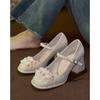 Mary Jane High Heels Female Thick Heel Fairy Antique Cheongsam He Xiu Wedding Dress Two Wear Wedding Shoes Bride Shoes