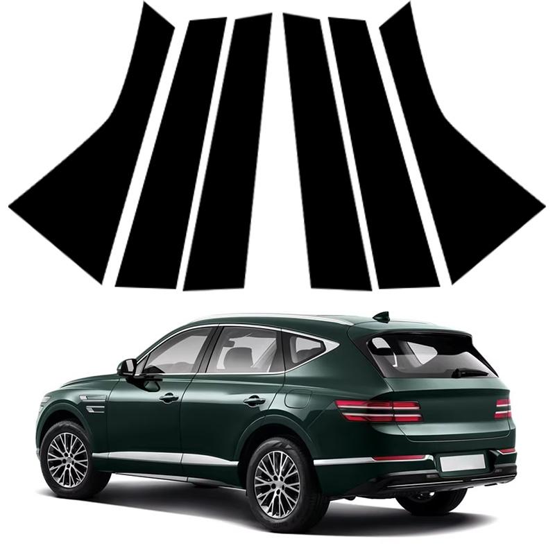6Pcs Car Glossy Black Window Door Column BC Pillar Post PC Cover Trim Fit For Genesis GV80 2020-2024