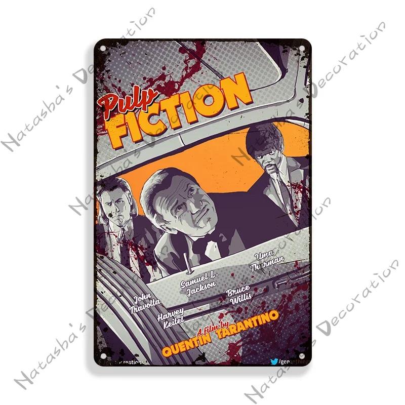 Pulp Fiction Rusty Movie Poster Metal Tin Sign Old Metal Signs Vintage Poster Man Cave Garage Metal Plaque Industrial Decor