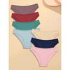 7Pcs Woman Cotton Underpants Sexy Breathable Striped Briefs Female Solid Color Soft Underwear Girls Comfortable Lingerie