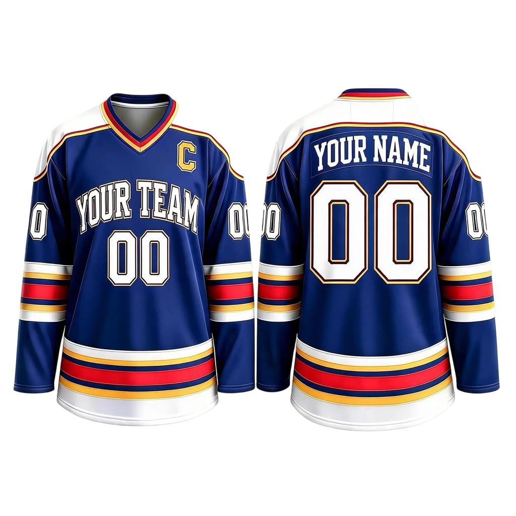 Customizable Hockey Jersey Personalized Team Name Number Long Sleeve V Neck Sportswear for Adults and Youth Suitable for Game Practice